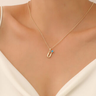 Taşlı Ü Harf Kolye