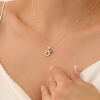 Taşlı D Harf Kolye