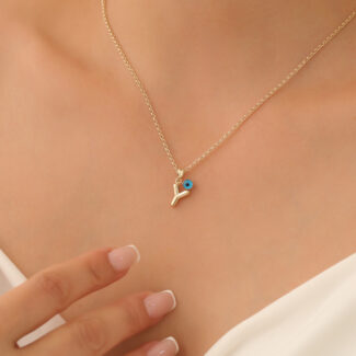 Taşlı Y Harf Kolye