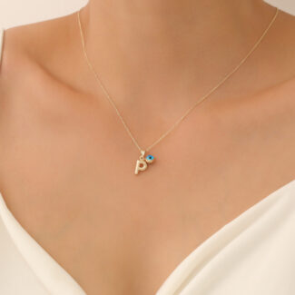 Taşlı P Harf Kolye