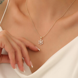 Taşlı Kar Tanesi Kolye